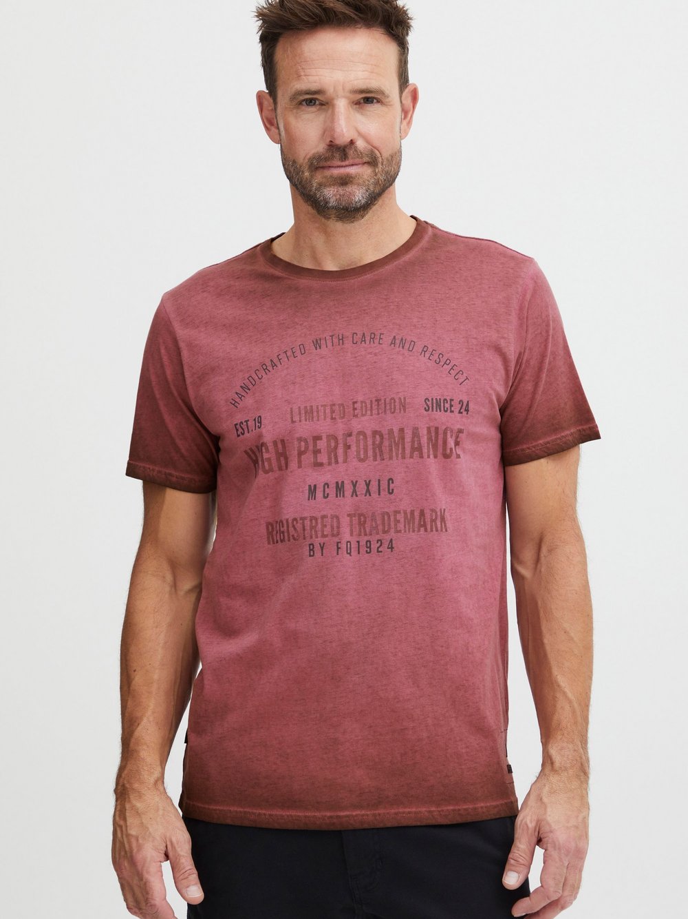 FQ1924 T-Shirt Herren Baumwolle rot bedruckt, L