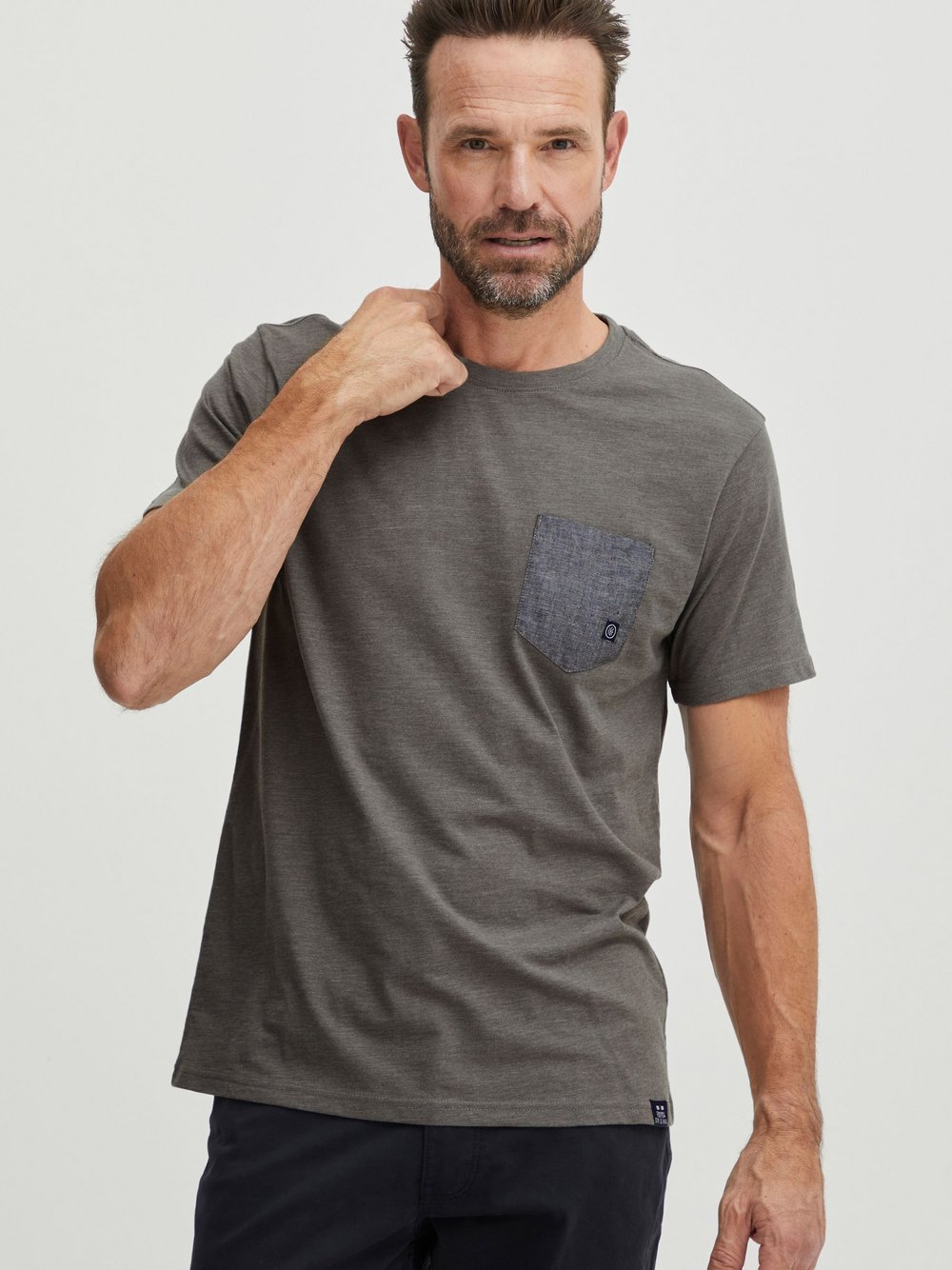 FQ1924 T-Shirt Herren Baumwolle grau, XXXL