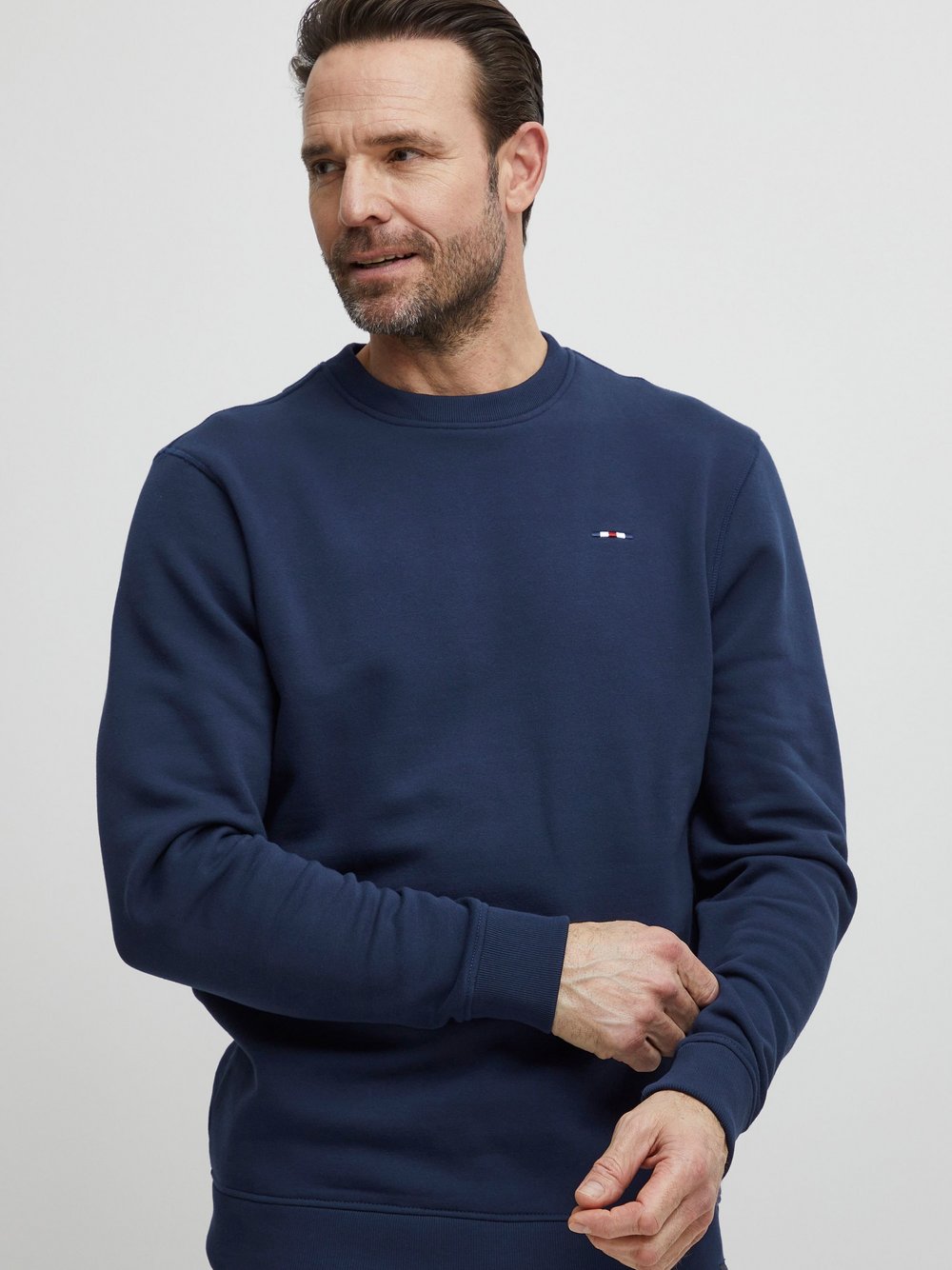 FQ1924 Sweatshirt Herren Baumwolle blau gemustert, S