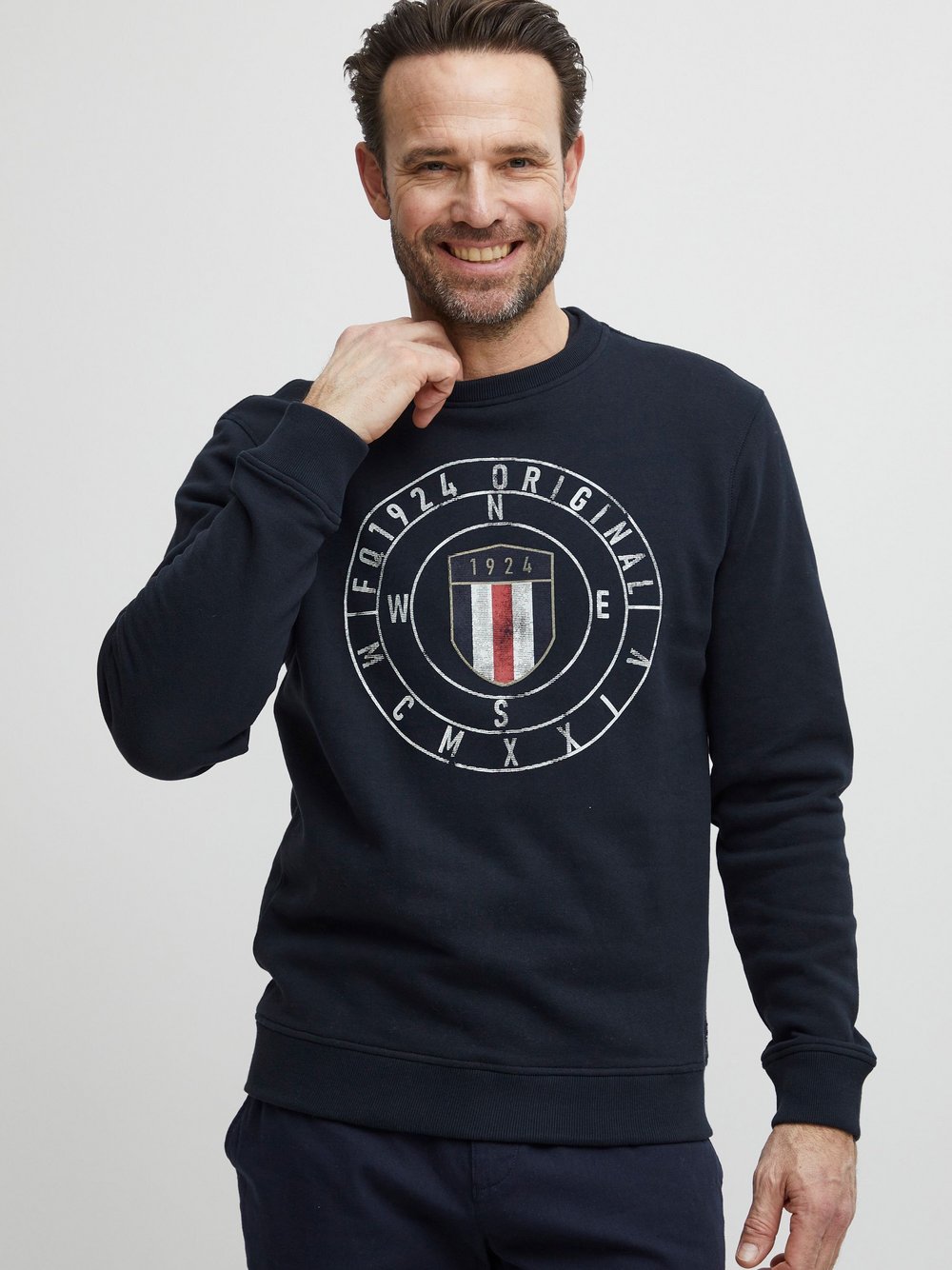 FQ1924 Sweatshirt Herren Baumwolle blau gemustert, XXXL