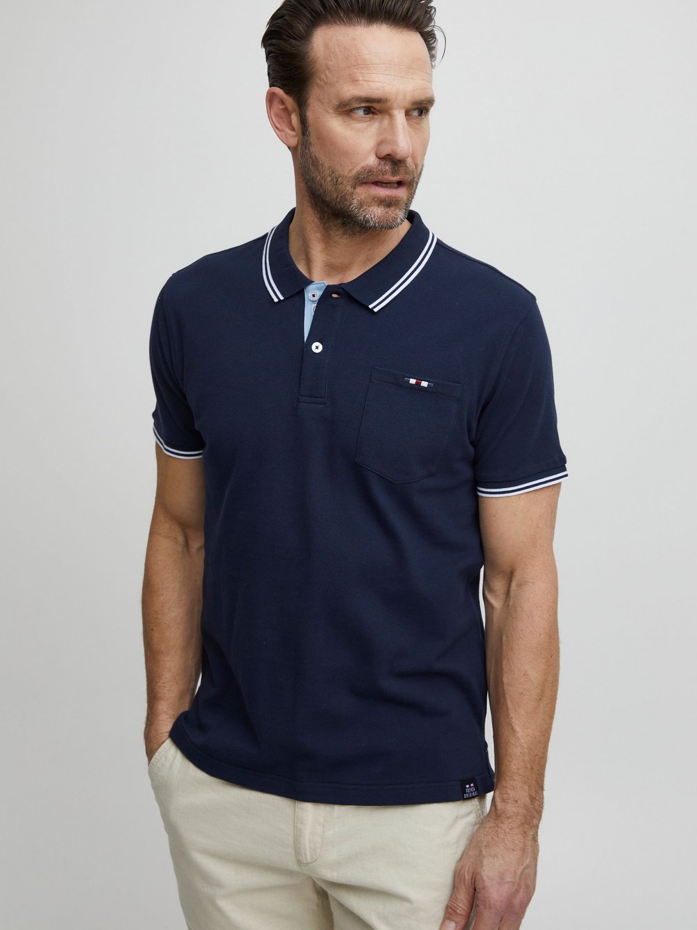 FQ1924 Poloshirt Herren Baumwolle blau, L