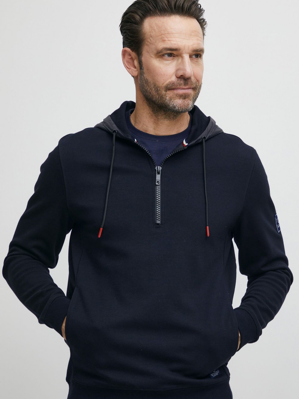 FQ1924 Hoodie Herren Baumwolle blau, XXL