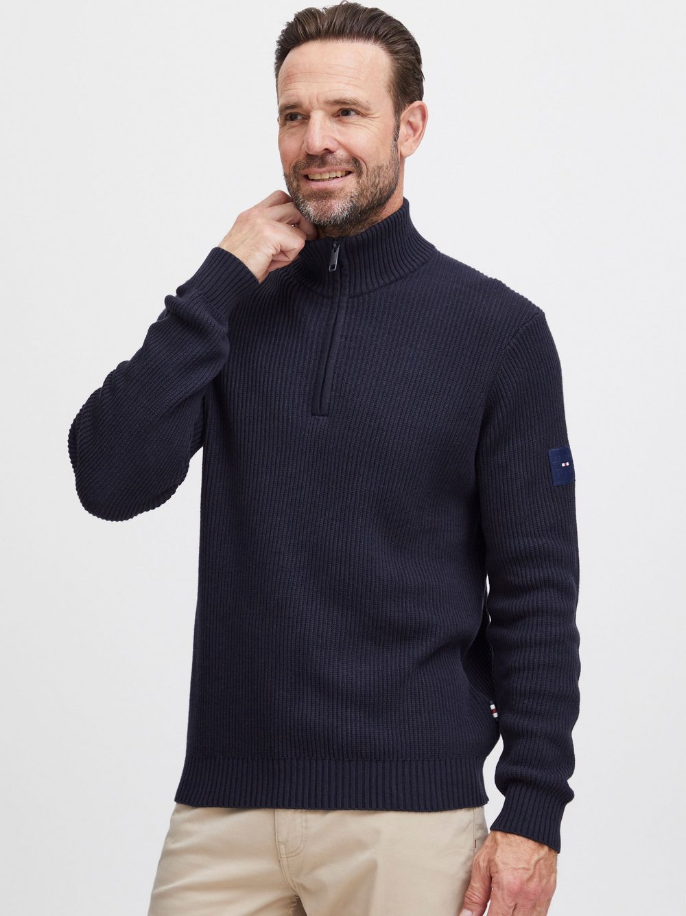 FQ1924 Strickpullover Herren Grobstrick blau, S