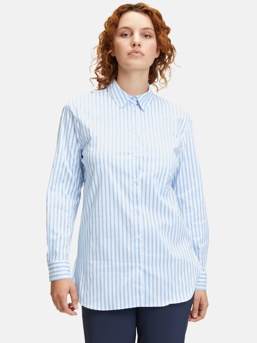 Betty & Co Longbluse Damen Baumwolle blau gestreift, 42