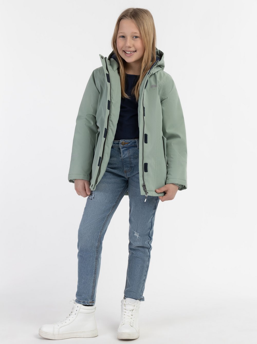 Schmuddelwedda Mädels Anorak + Tagesrucksack Mädchen grün, 104