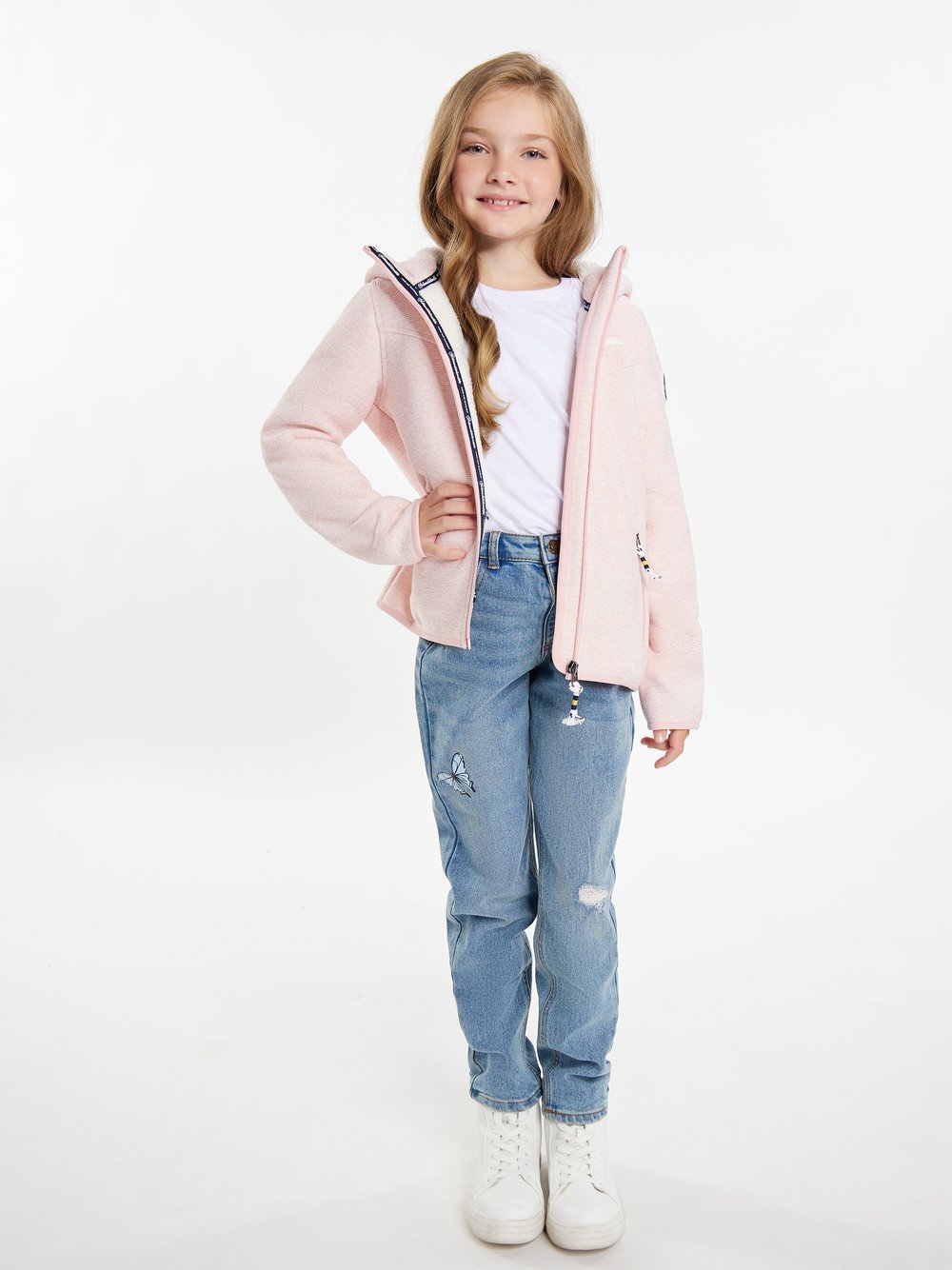 Schmuddelwedda Mädels Blouson + Tagesrucksack Mädchen rosa meliert, 140