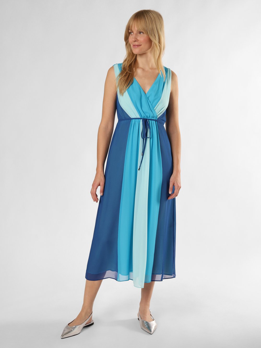 comma Kleid Damen Chiffon blau gestreift, 40