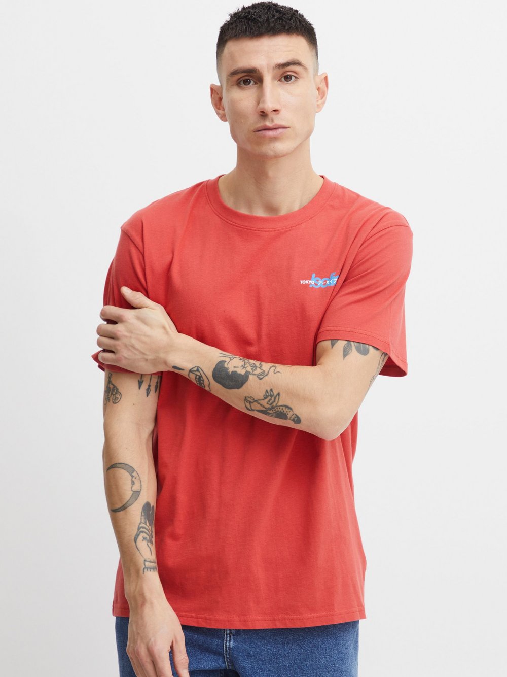 Solid T-Shirt Herren Baumwolle rot, M
