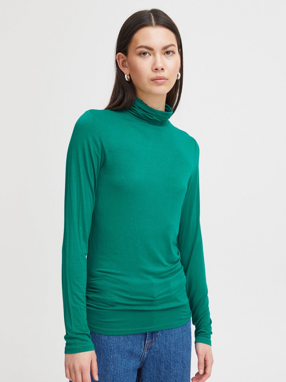 Ichi Longsleeve Damen Viskose grün, XXL