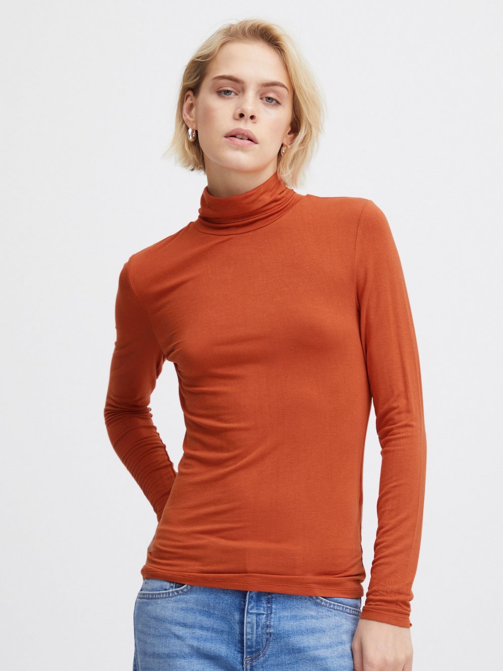 Ichi Longsleeve Damen Viskose orange, XL