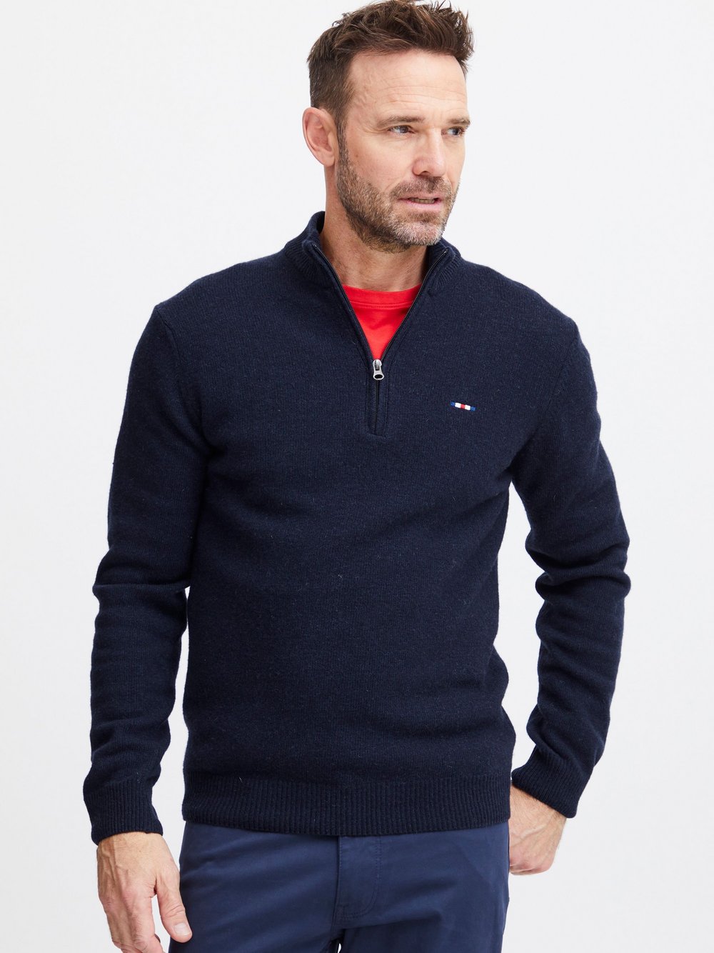 FQ1924 Wollpullover Herren Wolle blau, XXXL