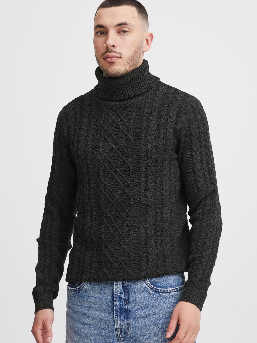 11 Project Rollkragenpullover Herren Baumwolle grau, M