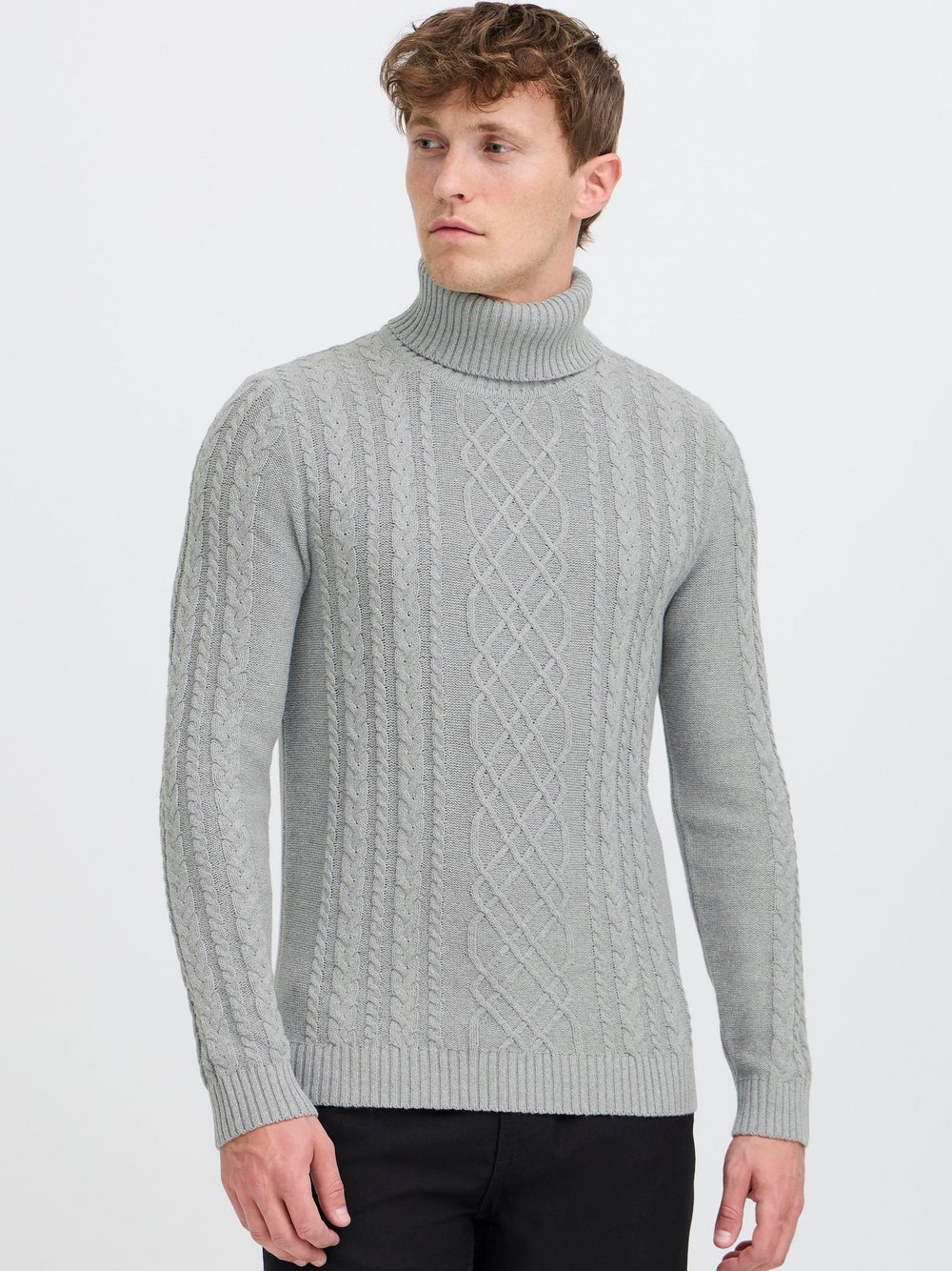 Thumbnail - 11 Project Rollkragenpullover Herren Baumwolle grau, M