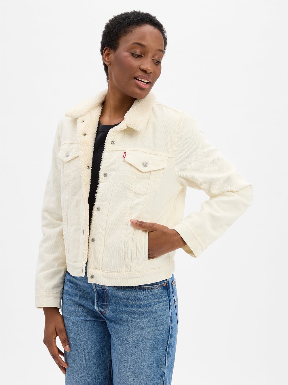 Thumbnail - Levi's Jeansjacke Damen Baumwolle weiß, M