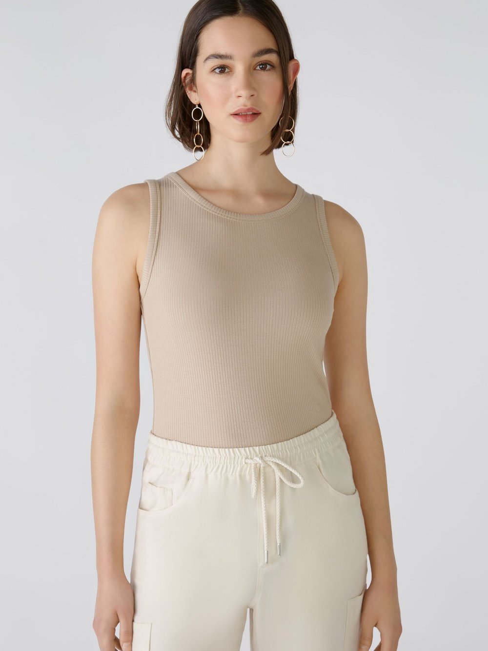 Oui Top Damen Viskose beige, 36