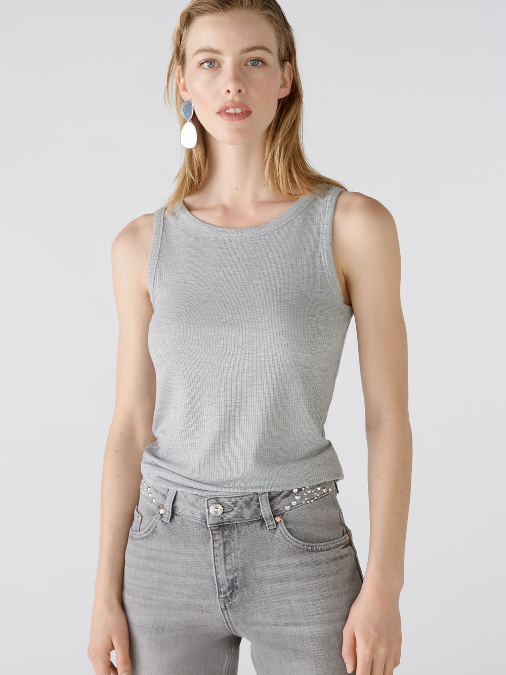 Oui Top Damen Viskose grau, 40