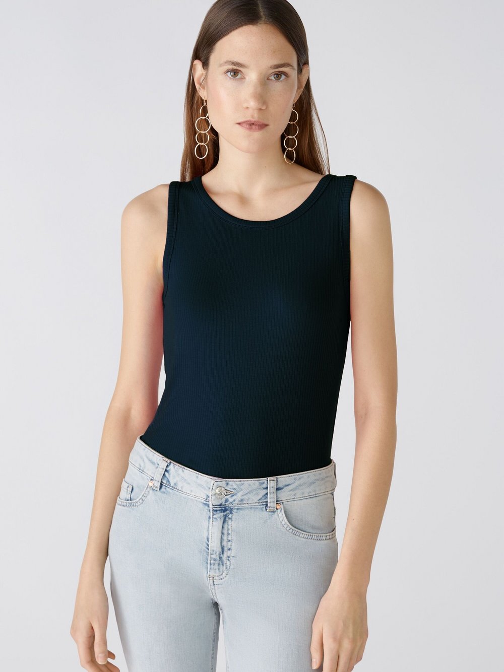 Oui Top Damen Viskose blau, 42