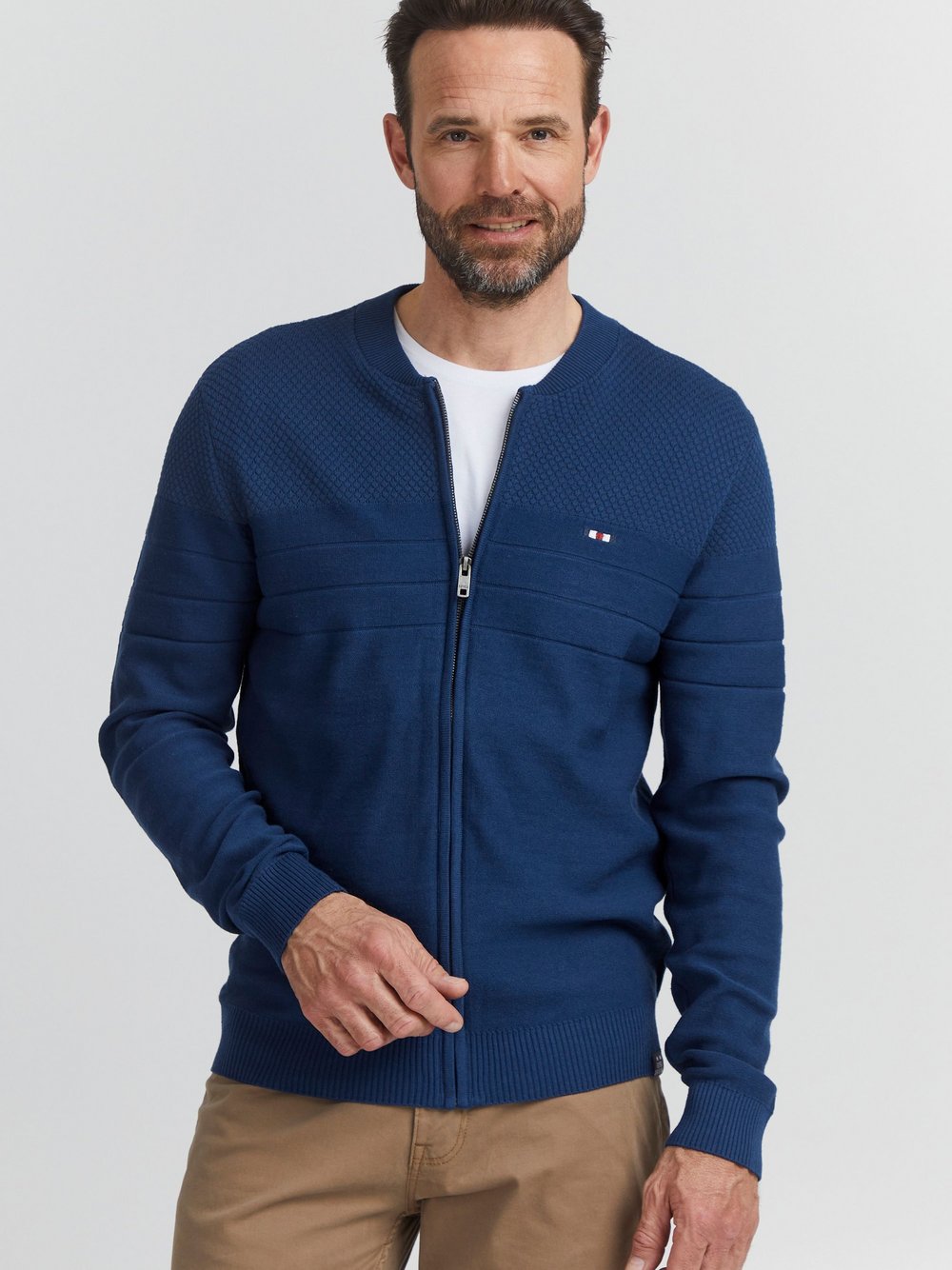 FQ1924 Strickjacke Herren Baumwolle blau, XXL