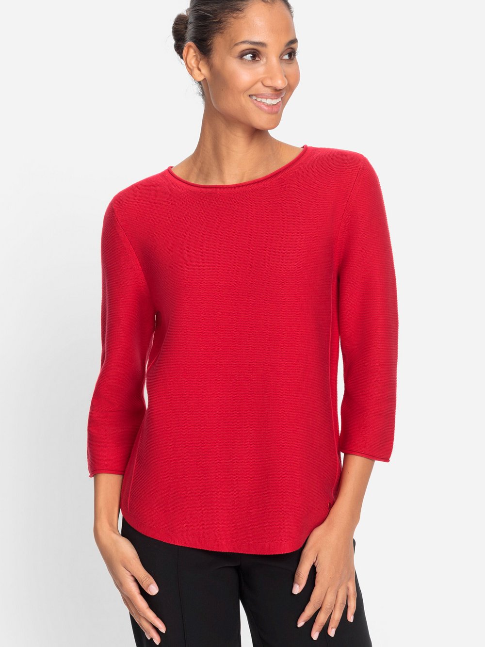 Olsen Rundhalspullover Damen Baumwolle rot, 38