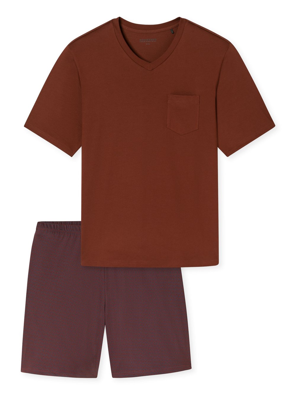 Schiesser Pyjama  Herren Baumwolle rot bedruckt, 48