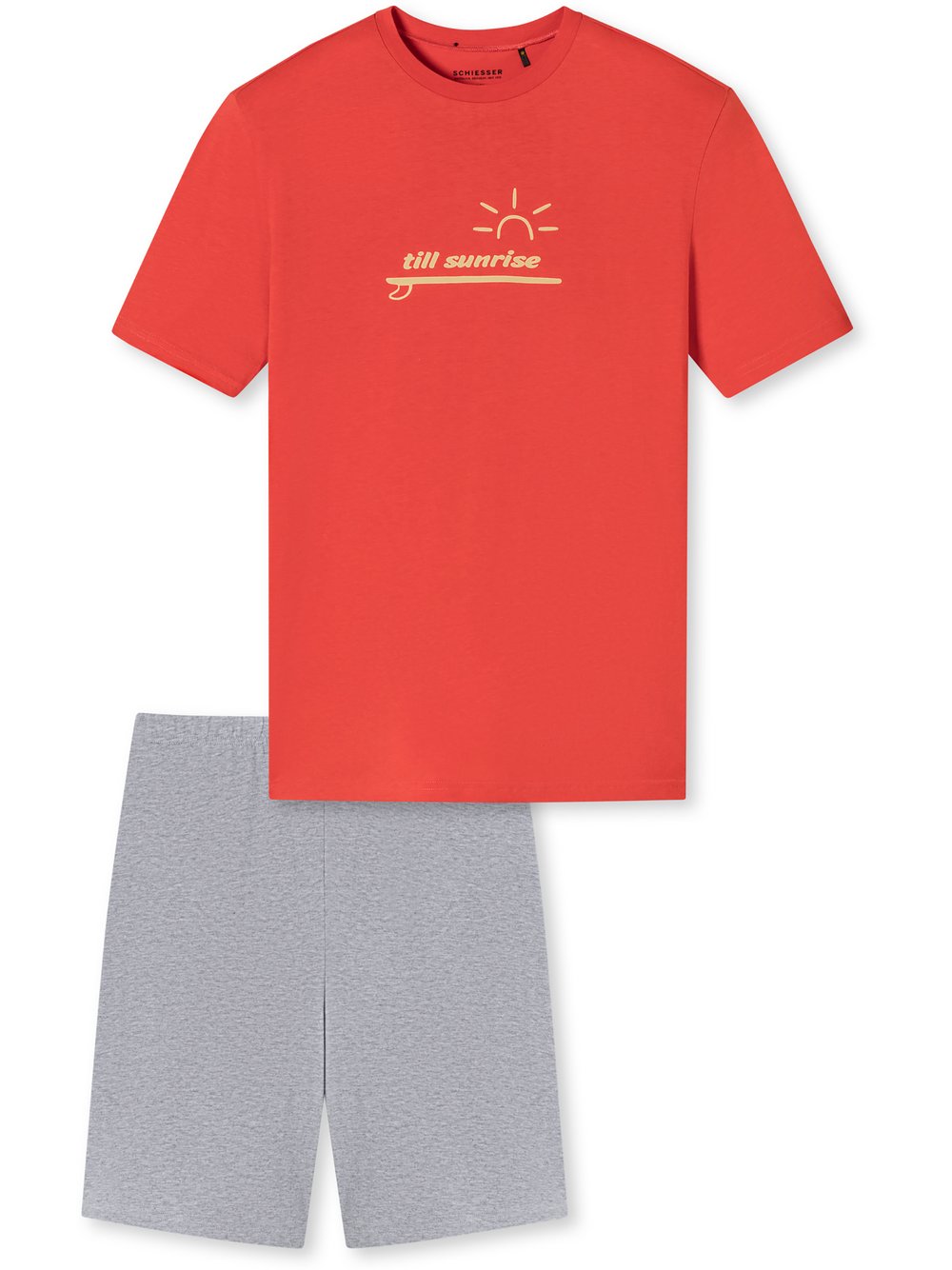 Schiesser Pyjama  Jungen Baumwolle rot bedruckt, 152