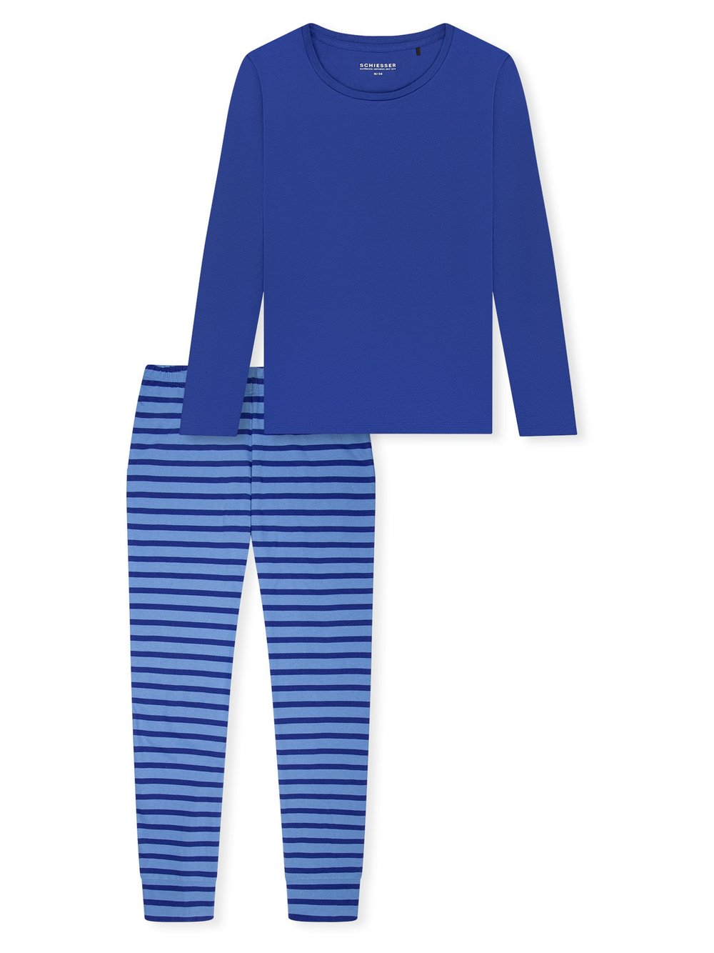 Thumbnail - Schiesser Pyjama  Damen Baumwolle blau bedruckt, 36