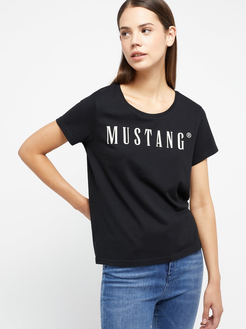 Mustang T-Shirt Damen Baumwolle schwarz, XXL