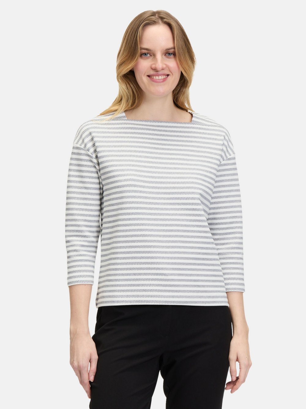 Betty & Co Ringelshirt Damen Baumwolle grau gestreift, M