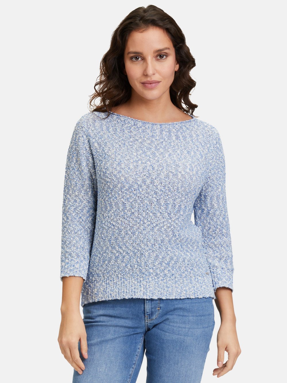 Betty & Co Strickpullover Damen Baumwolle blau gemustert, 36