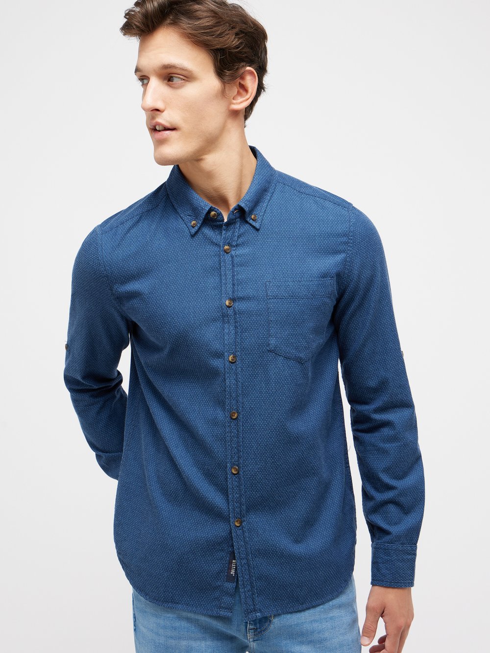 Mustang Hemd Herren Slim Fit Baumwolle blau gepunktet, XXXL