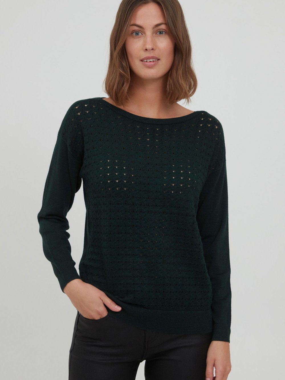 fransa Strickpullover Damen Viskose grün, S