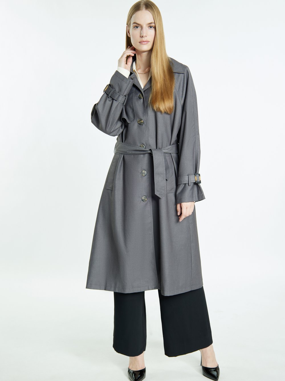 Dreimaster Trenchcoat Damen grau, L