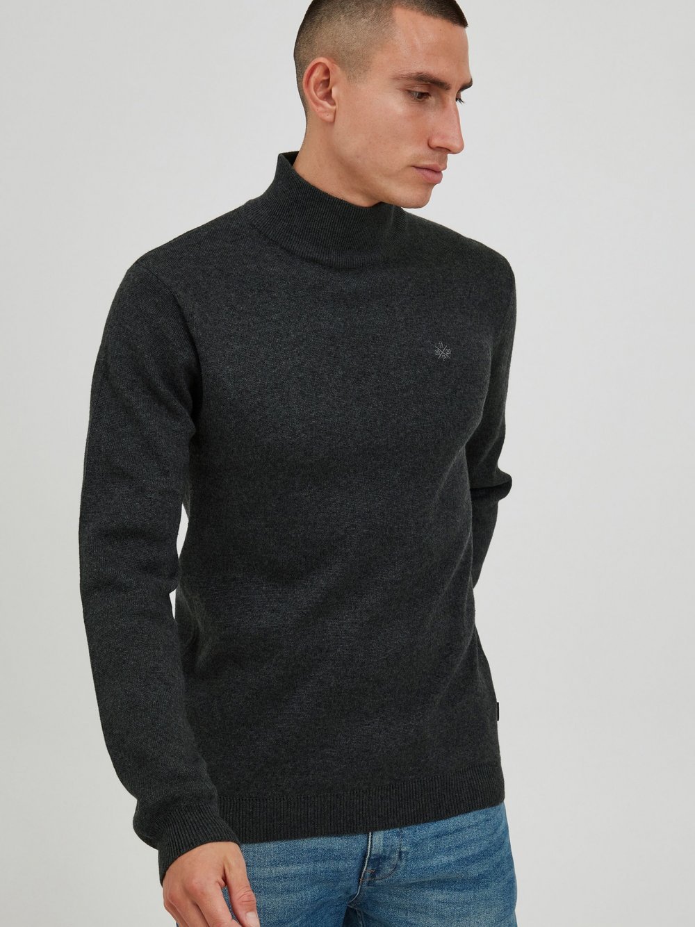 11 Project Rollkragenpullover Herren Baumwolle grau, L