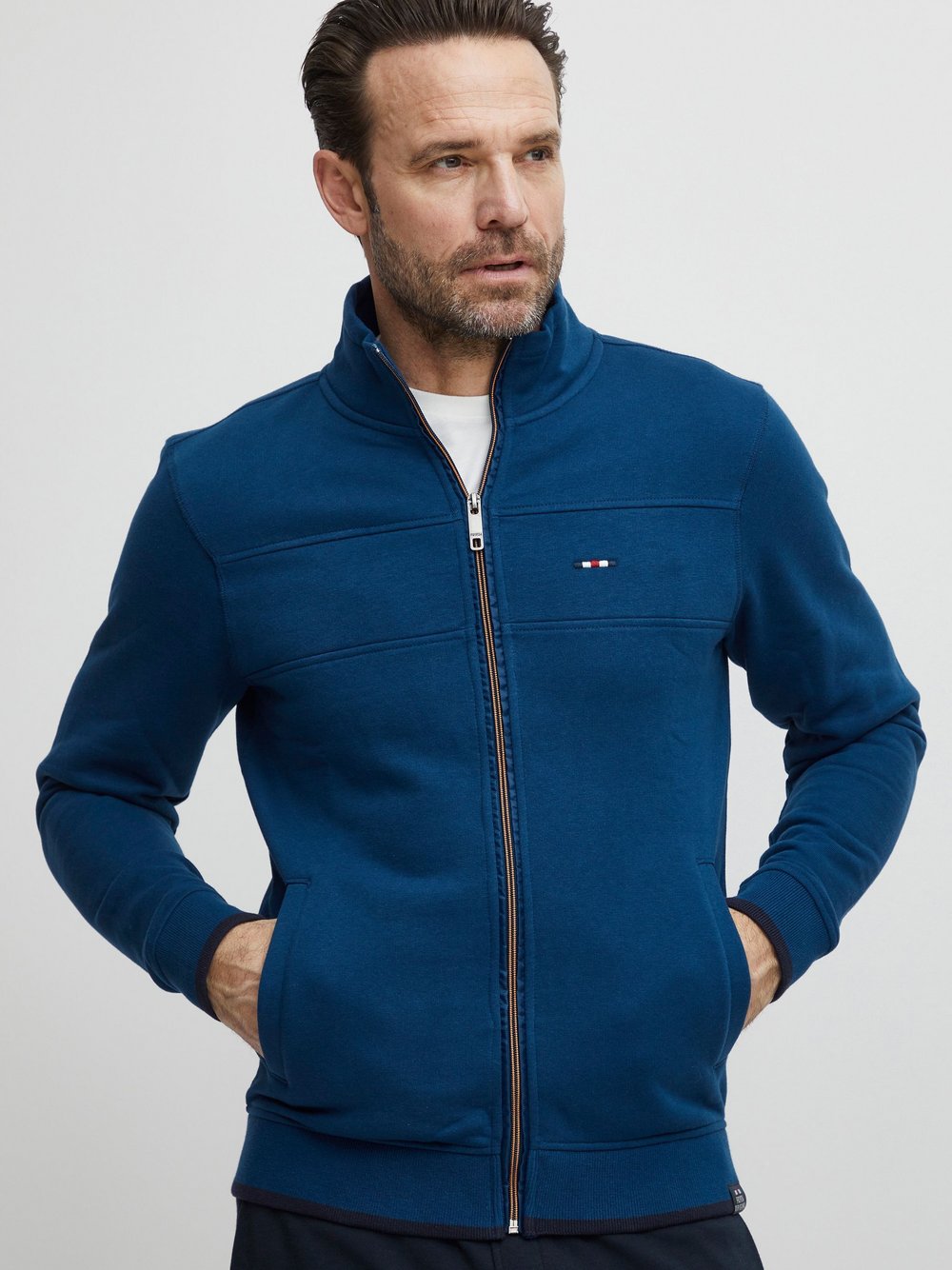 FQ1924 Sweatjacke Herren Baumwolle blau, XXL