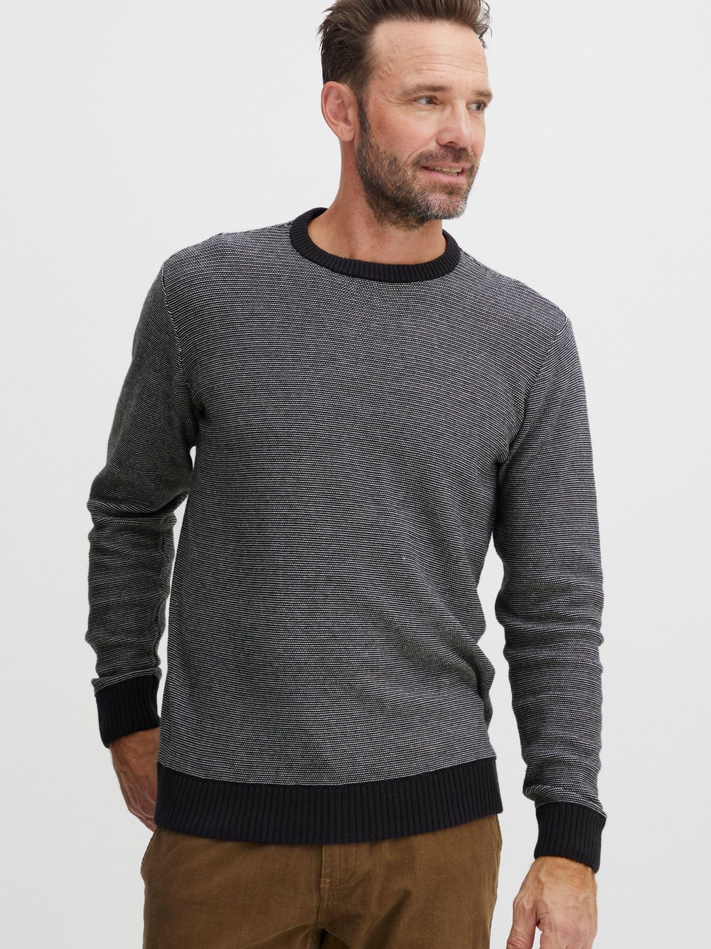 FQ1924 Strickpullover Herren Baumwolle schwarz, S