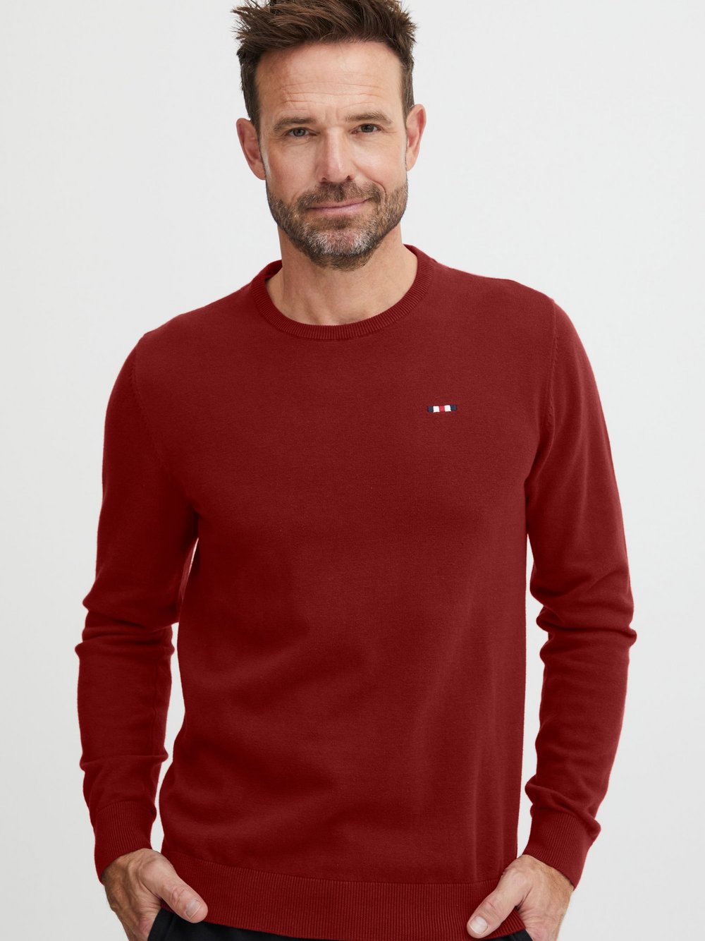 FQ1924 Strickpullover Herren Baumwolle rot, XXXL