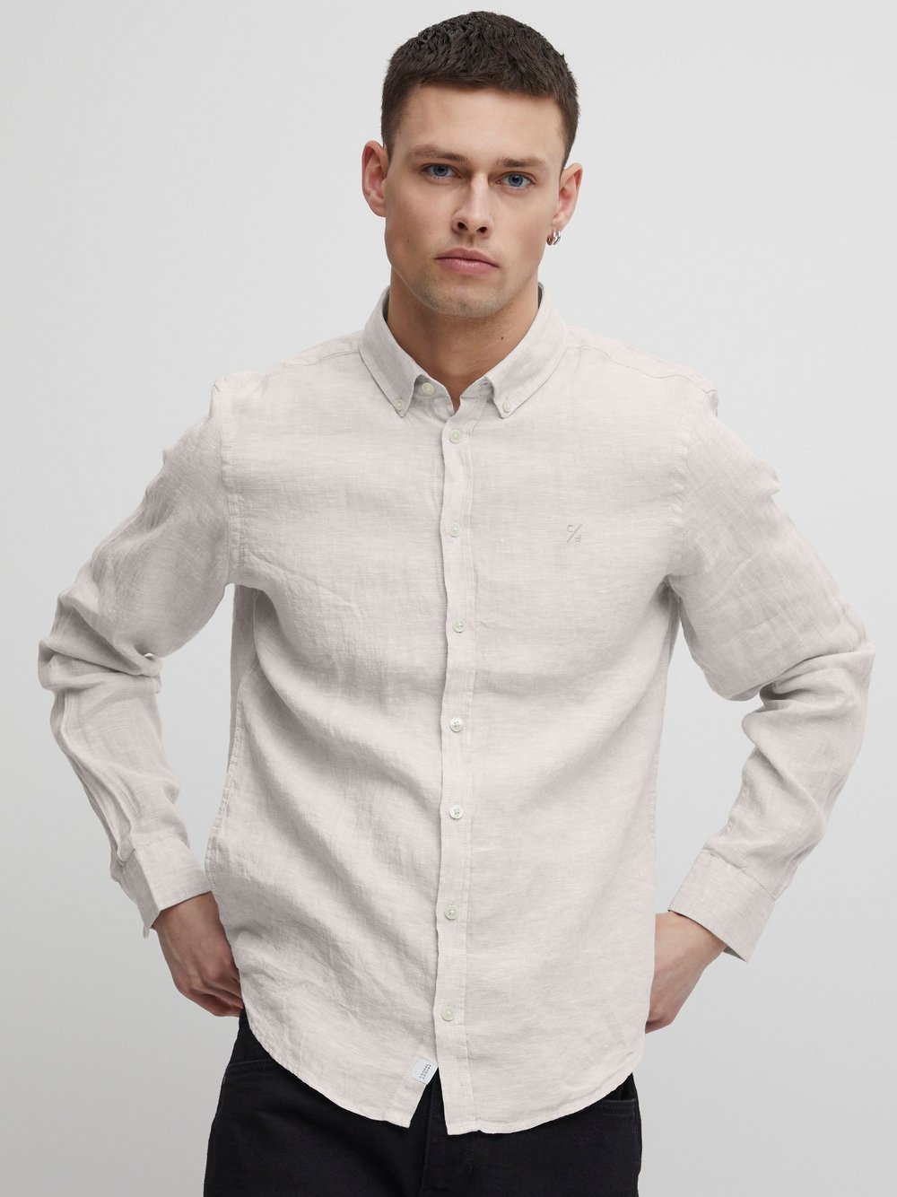 CASUAL FRIDAY Langarmhemd Herren Regular Fit Leinen beige, L