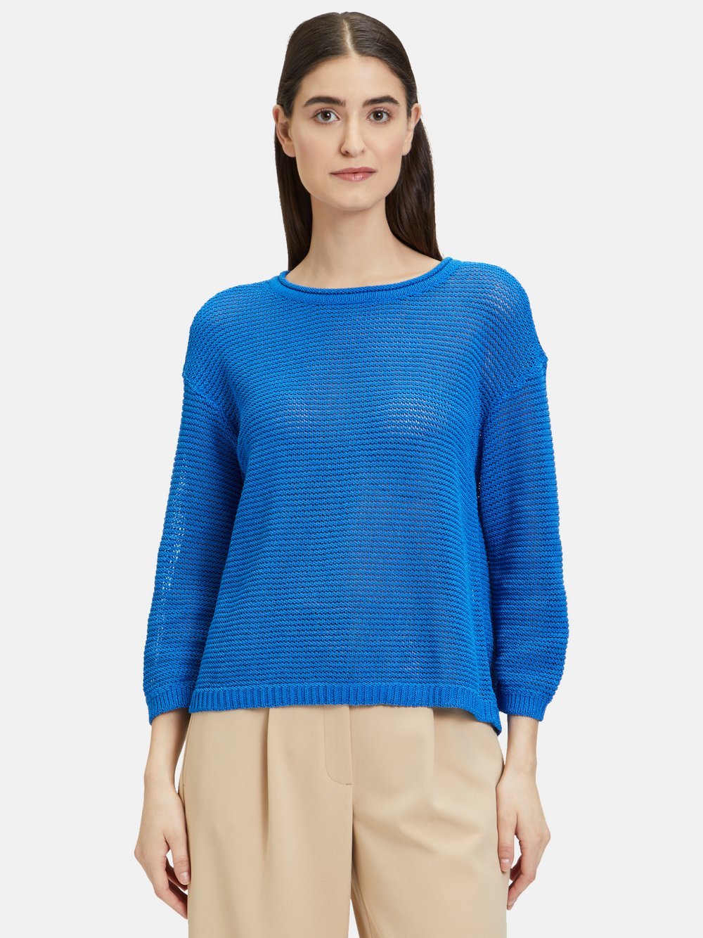 Betty Barclay Grobstrick-Pullover Damen Baumwolle blau, 48