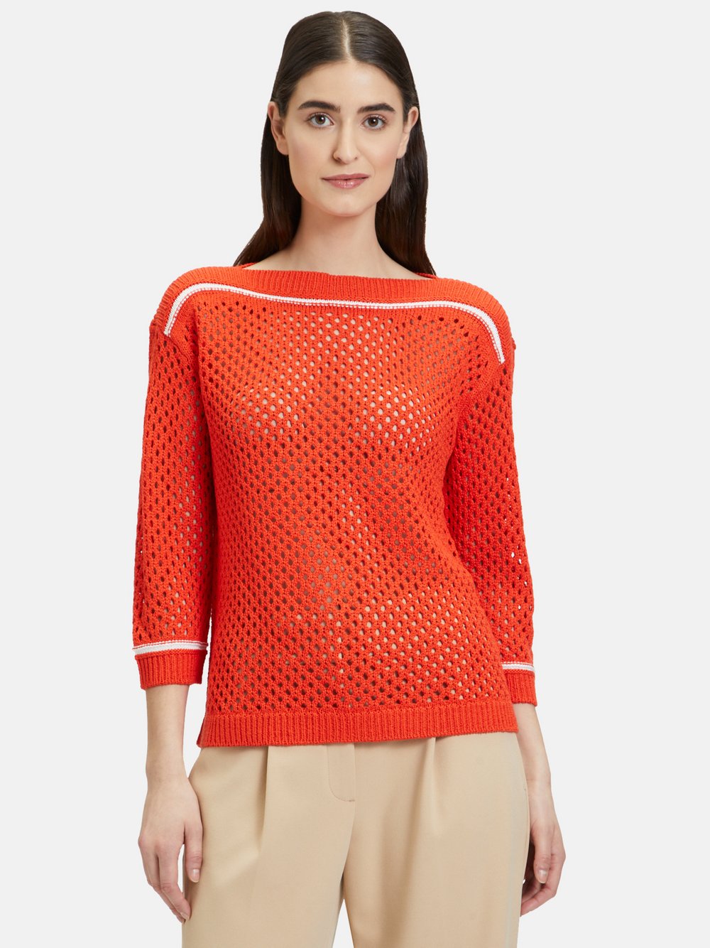 Betty Barclay Lochstrick-Pullover Damen rot gemustert, 36