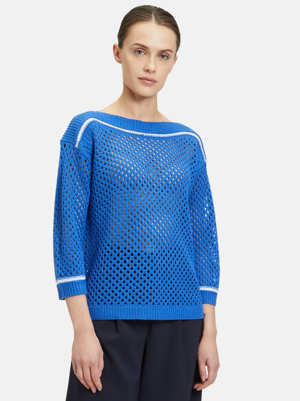 Betty Barclay Lochstrick-Pullover Damen blau gemustert, 36