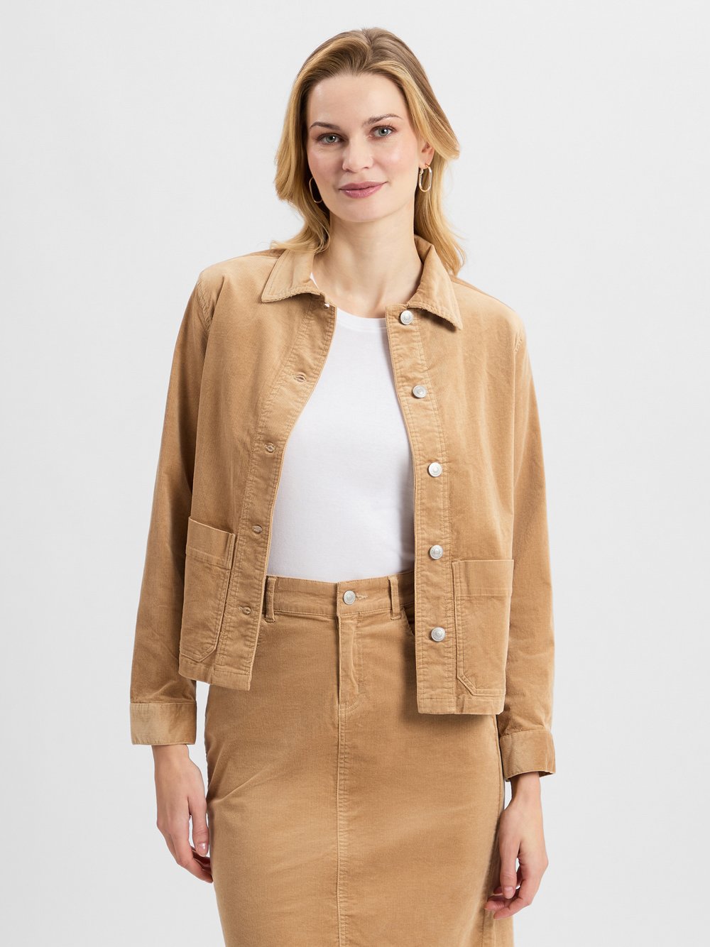 Marie Lund Cordjacke Damen Baumwolle beige, M