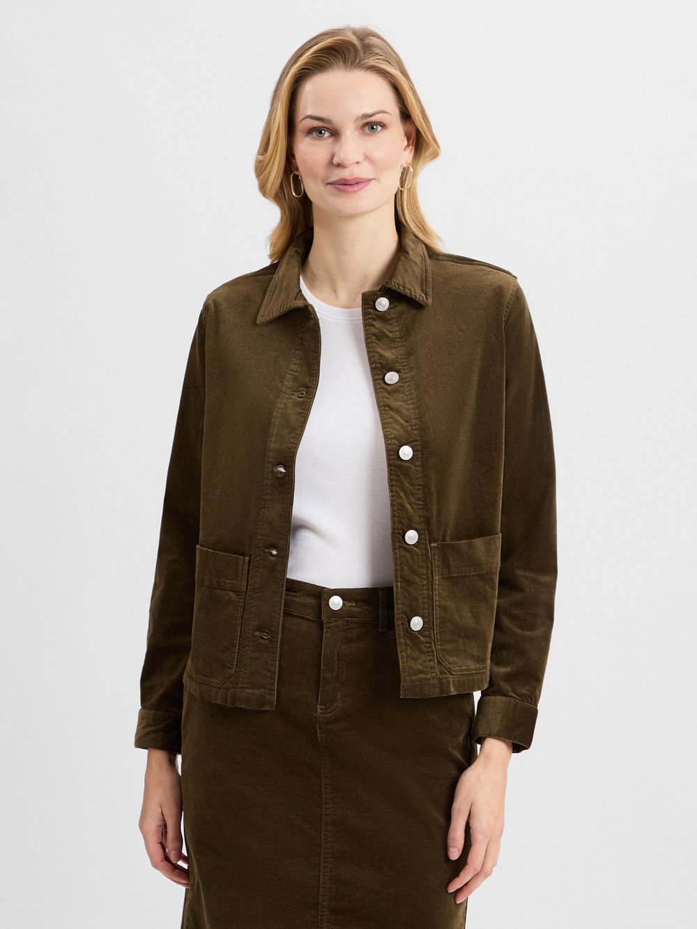 Marie Lund Cordjacke Damen Baumwolle grün, S