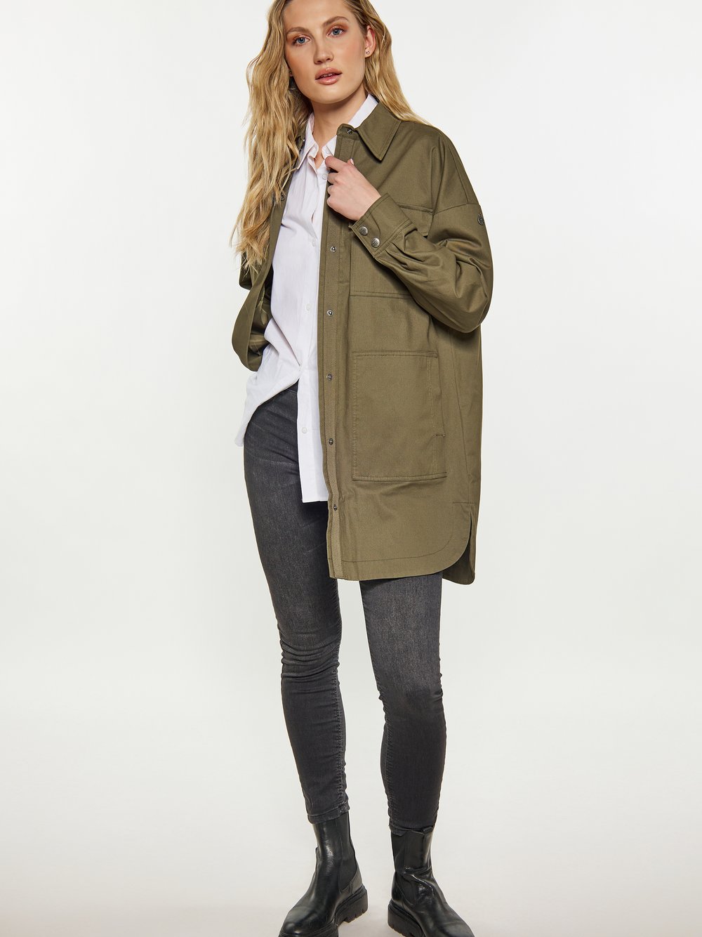 Dreimaster Jacke Damen Baumwolle grün, XXL