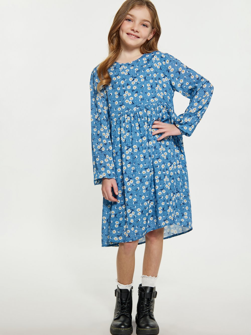 Dreimaster (Kids) Kleid Mädchen Viskose blau gemustert, 146