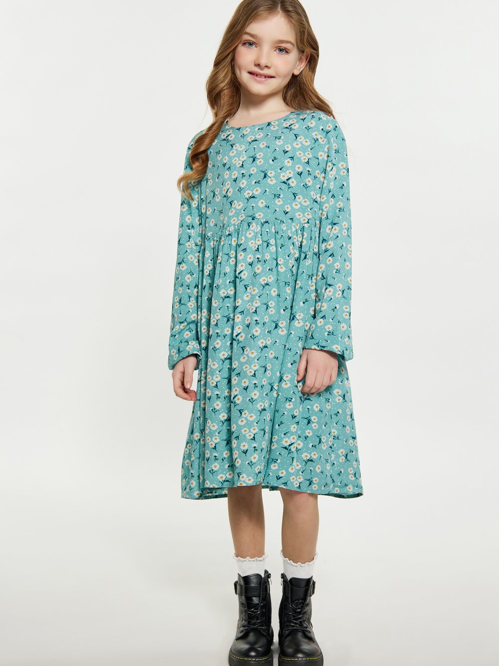 Dreimaster (Kids) Kleid Mädchen Viskose grün gemustert, 134