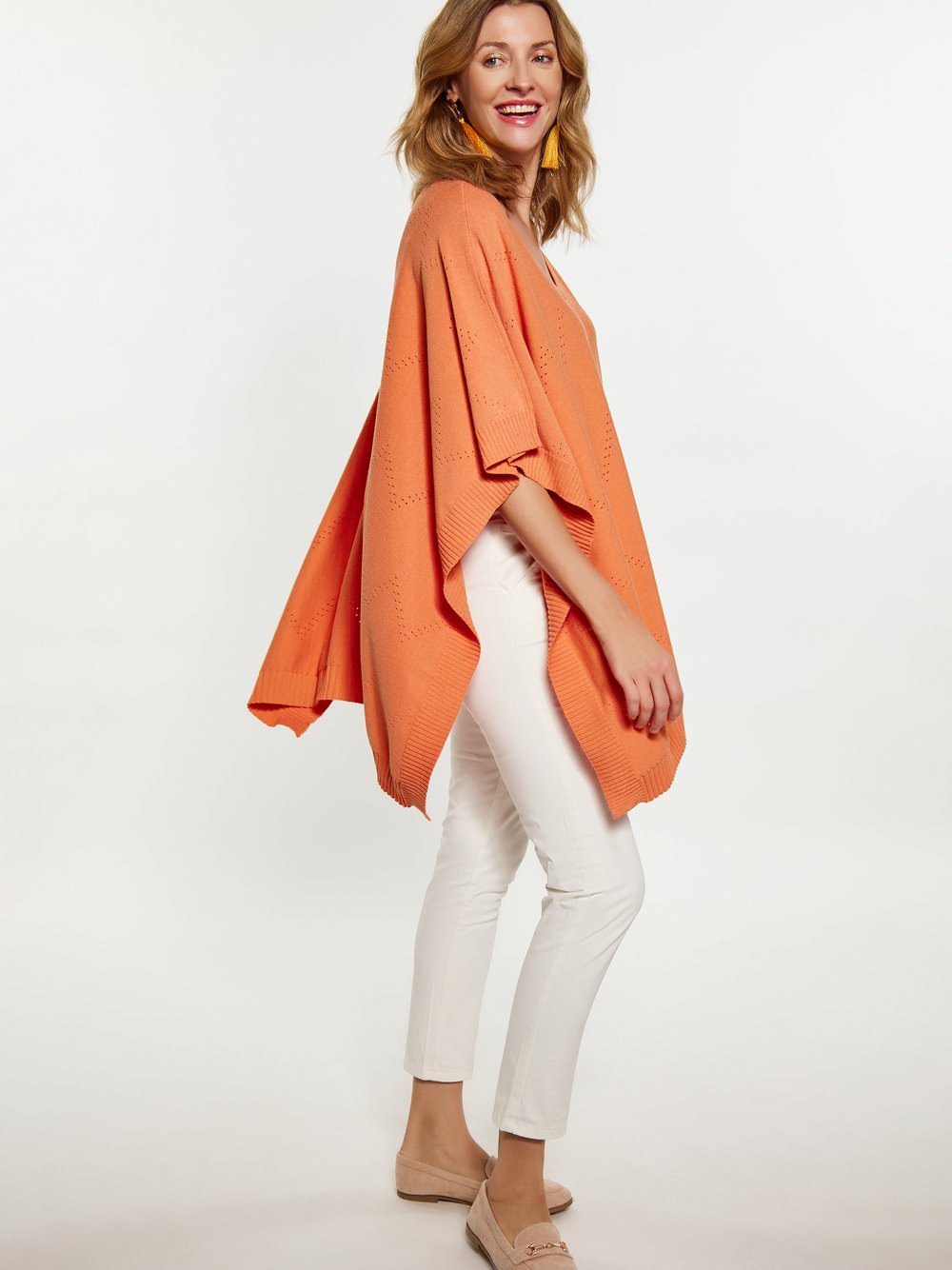 Usha Poncho Damen Viskose orange, XS/S