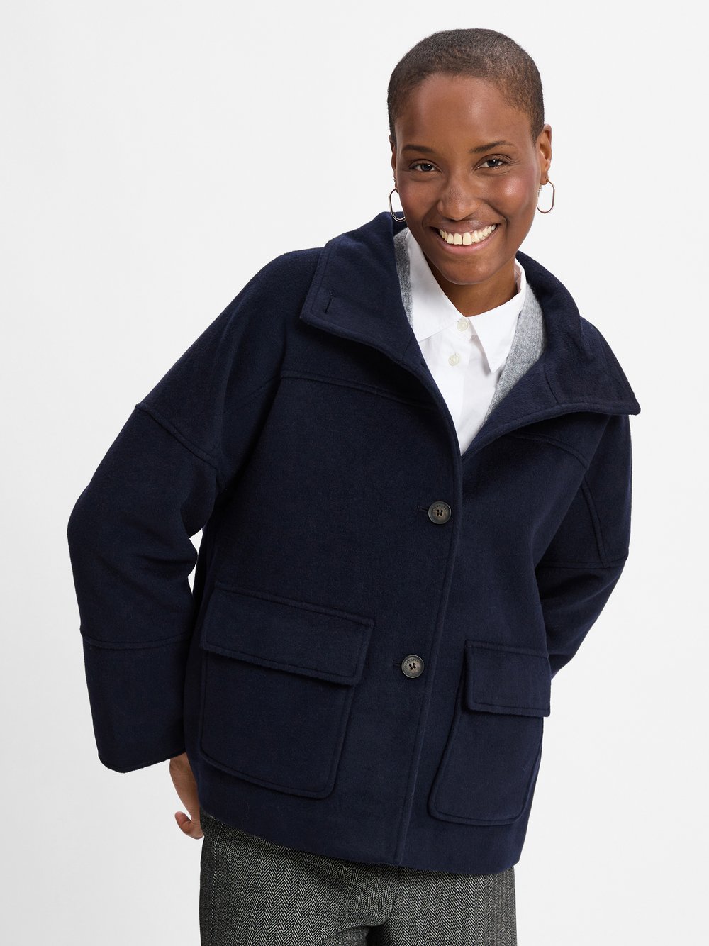 Gant Jacke mit Wollanteil Damen Wolle blau, XXL