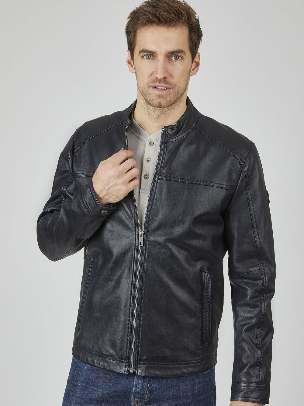 Bugatti Lederjacke Herren blau, 60