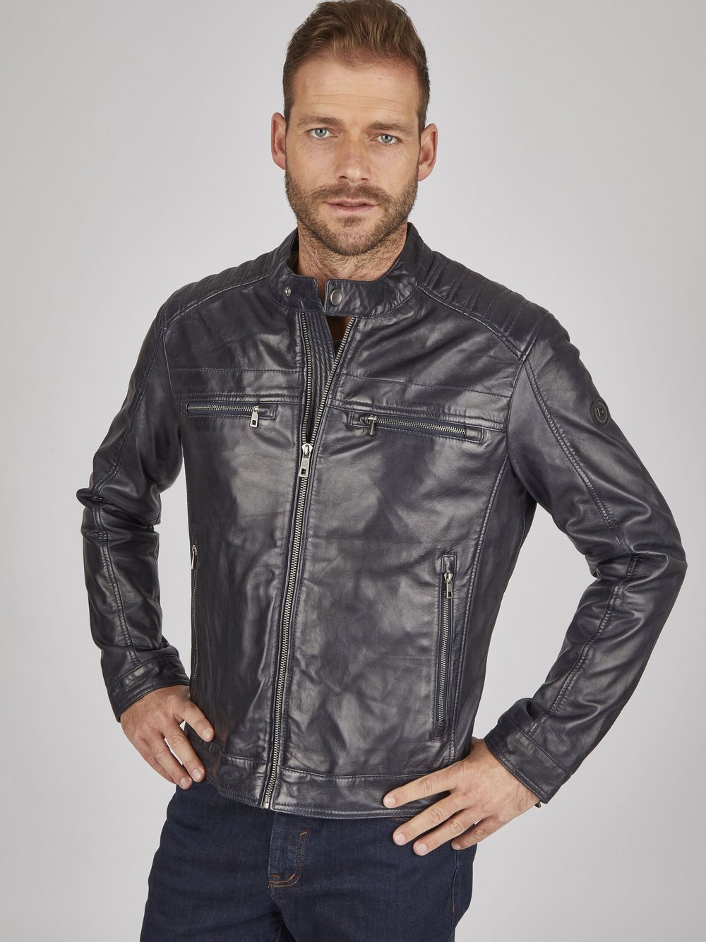 Bugatti Lederjacke Herren blau, 54