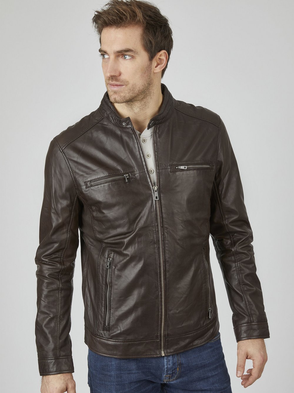 Bugatti Lederjacke Herren grau, 54